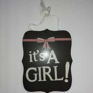 It's a Girl Wooden Sign, It's a Girl Baby Shower Decor, Gender Reveal Decor, Bow